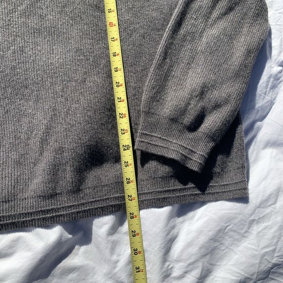 INHABIT 100% Cashmere Chunky Ribbed Crew Neck Sweater Men's XL Gray Pullover - Picture 5 of 9